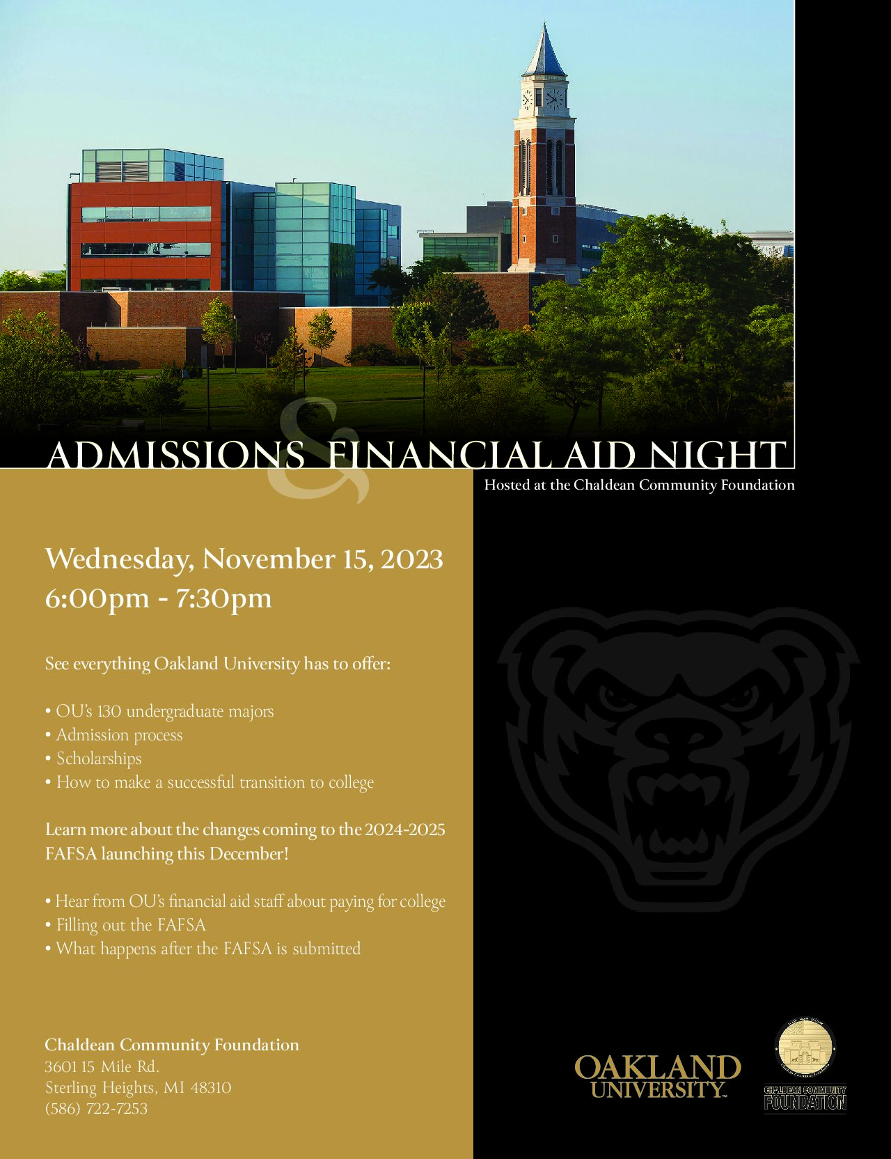 Admissions and Financial Aid Night-Oakland University