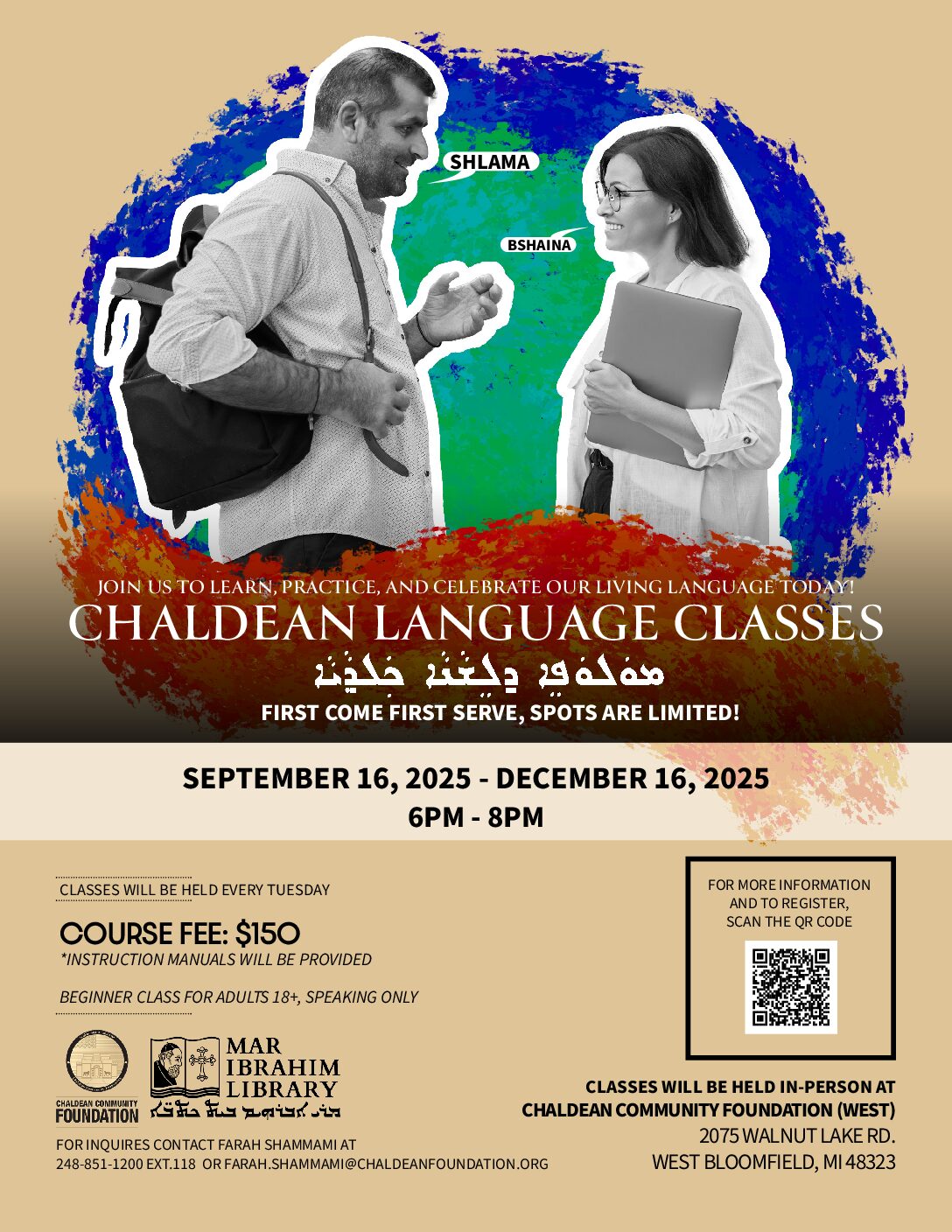 Chaldean Language Classes for Adults